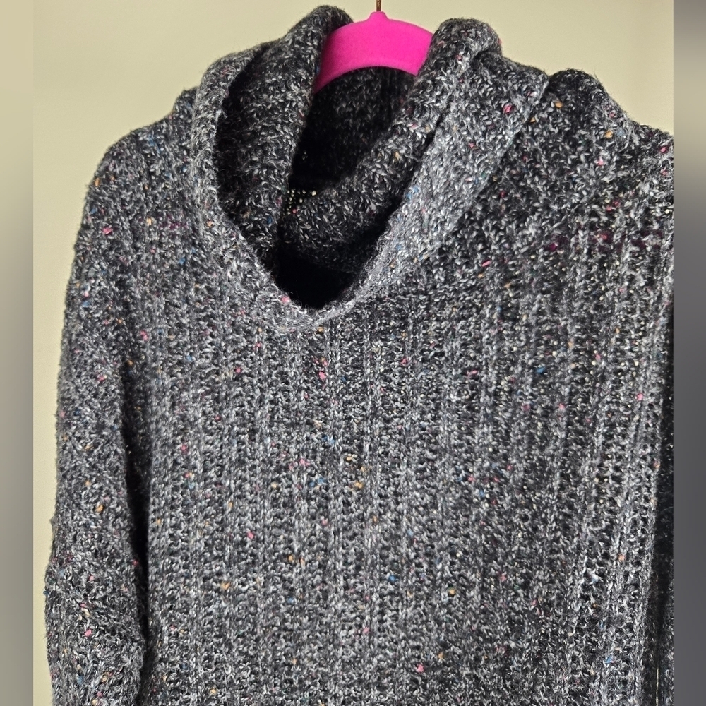 Express Cowl Neck Sweater Dark Gray/Multicolor Size Small - Picture 5 of 9